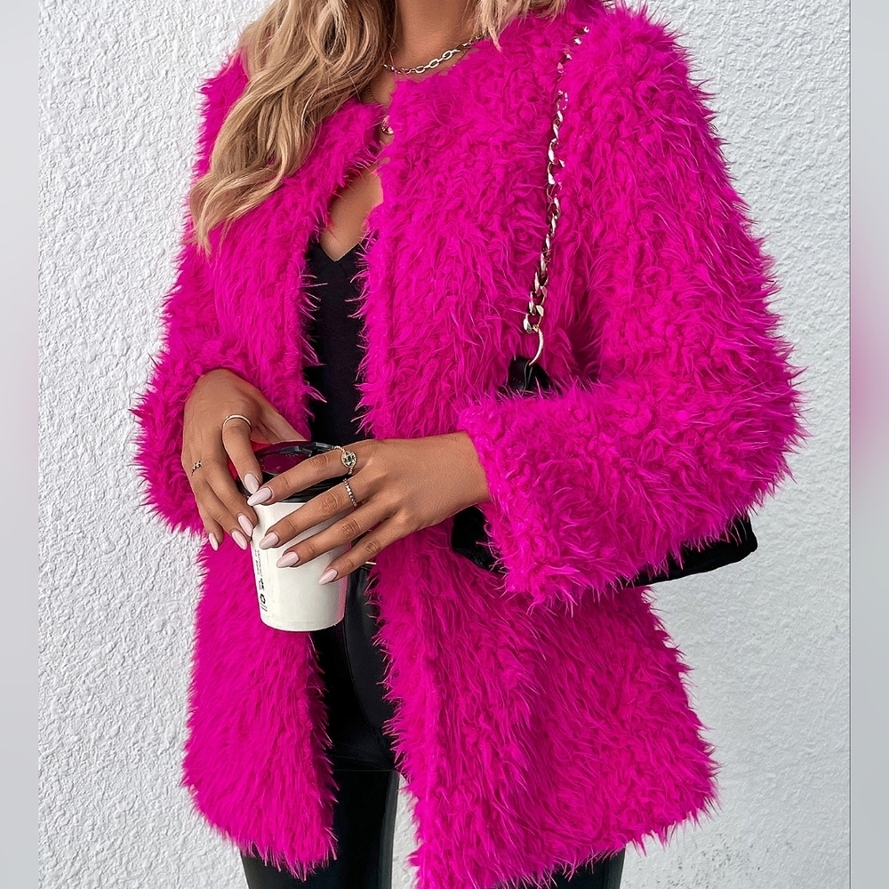 Open Front Fuzzy Coat - Picture 2 of 5